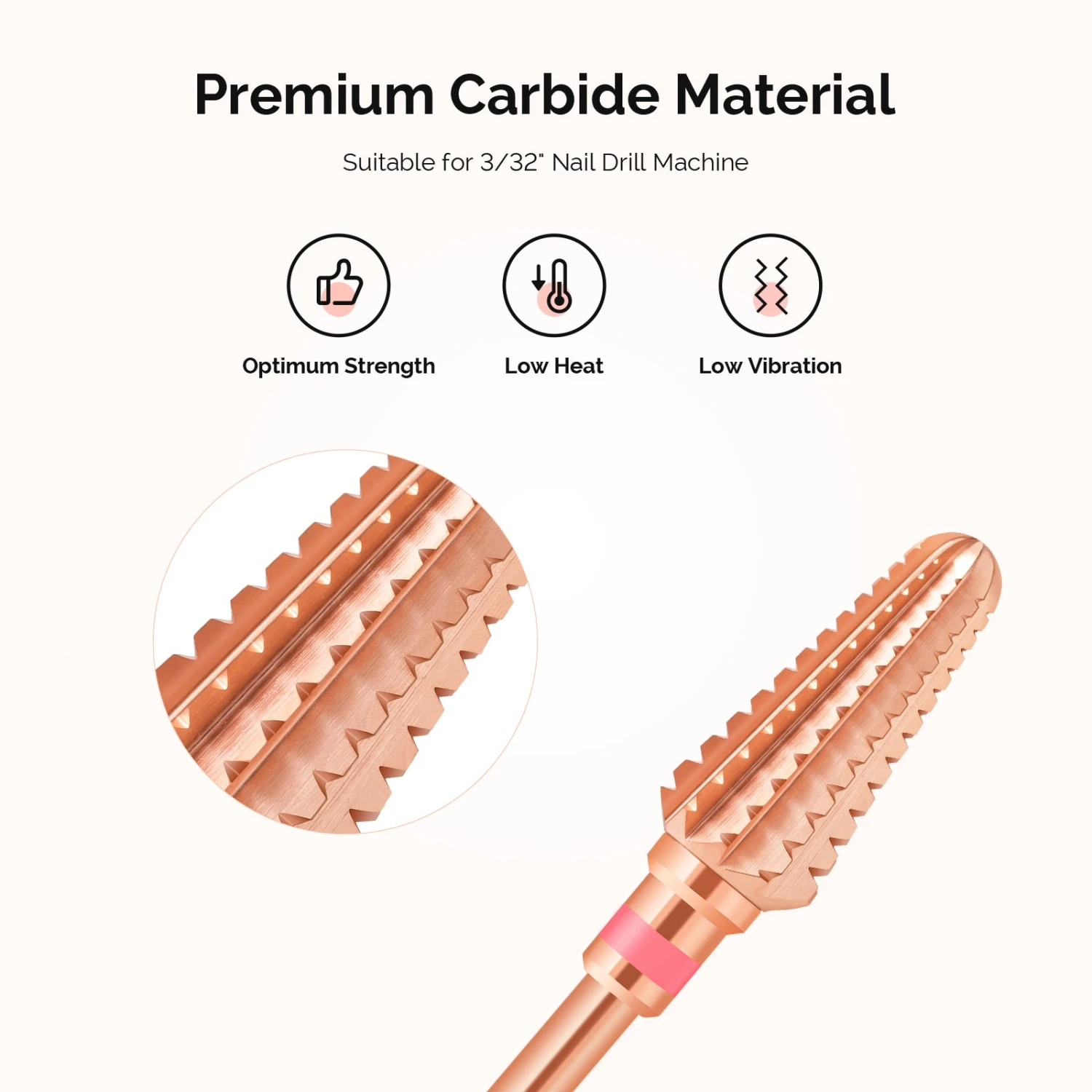 Tornado Tungsten Carbide Nail Drill Bits - Rose Gold 4 Tornado Tungsten Carbide Nail Drill Bits - Rose Gold - Image 2