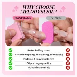 50Pcs Mini Nail Buffer Block 100/180 Grit - Pink 13 50Pcs Mini Nail Buffer Block 100/180 Grit - Pink -Melody Susie 2 0a38b4a2 1d5d 4c27 9390 5df9aa16def4