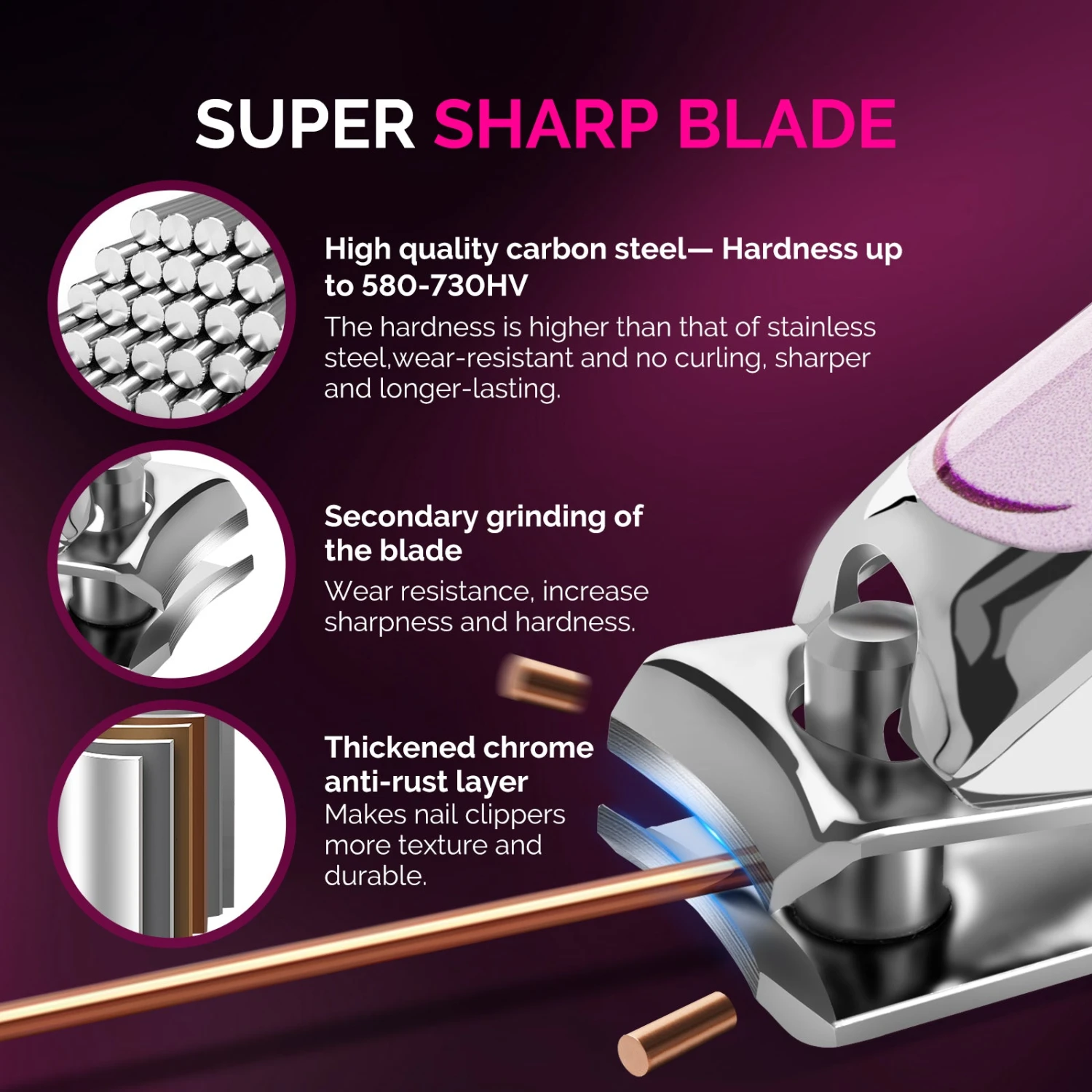 Stainless Steel Nail Clippers 2 In 1 Kit - Pink 5 Stainless Steel Nail Clippers 2 In 1 Kit - Pink - Image 3