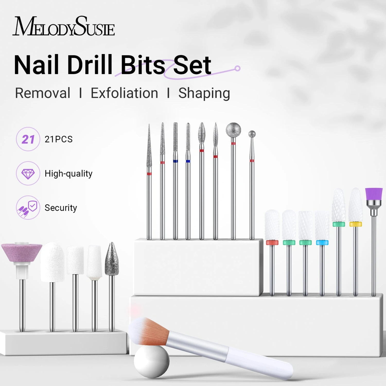 21Pcs Ceramic Diamond Carbide Nail Drill Bits Set 4 21Pcs Ceramic Diamond Carbide Nail Drill Bits Set - Image 2