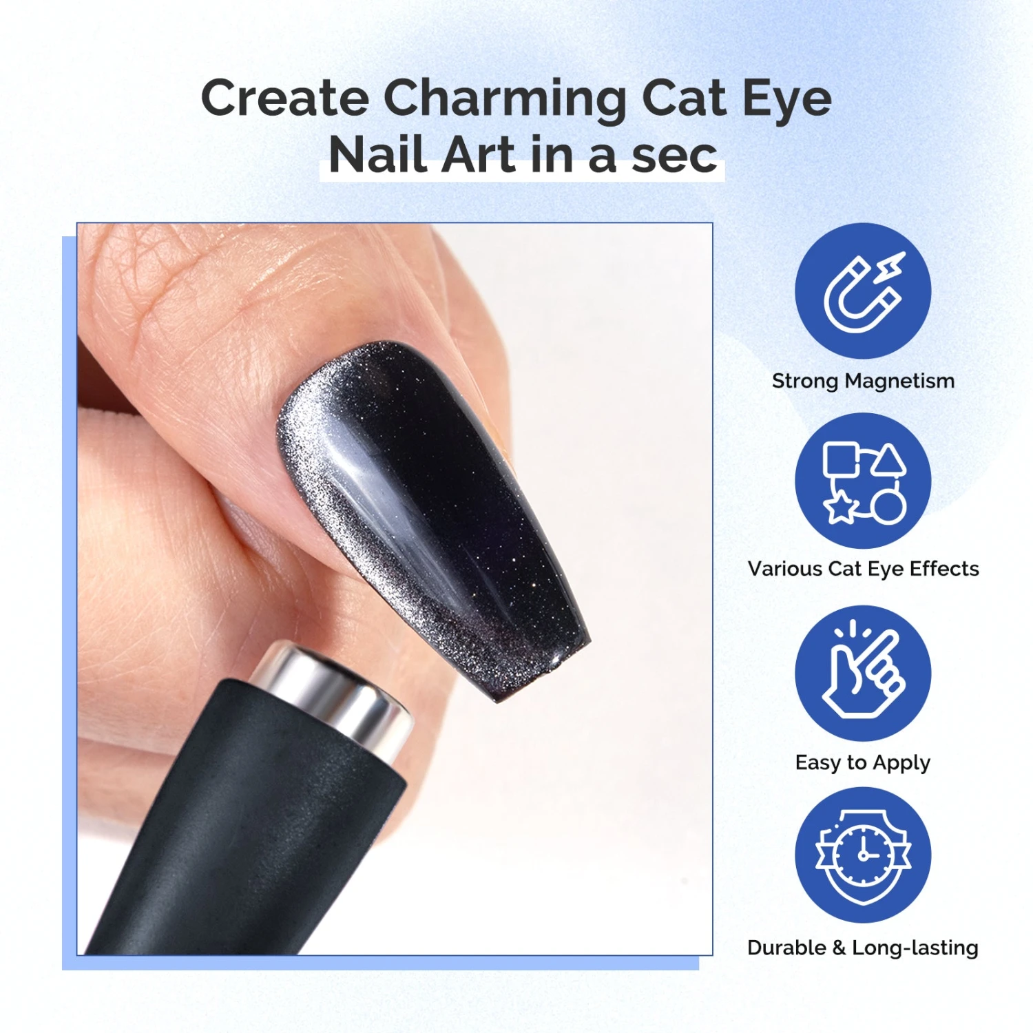 5 In 1 Multifunctional Cat Eye Gel Nail Polish Magnet - Black 5 5 In 1 Multifunctional Cat Eye Gel Nail Polish Magnet - Black - Image 4