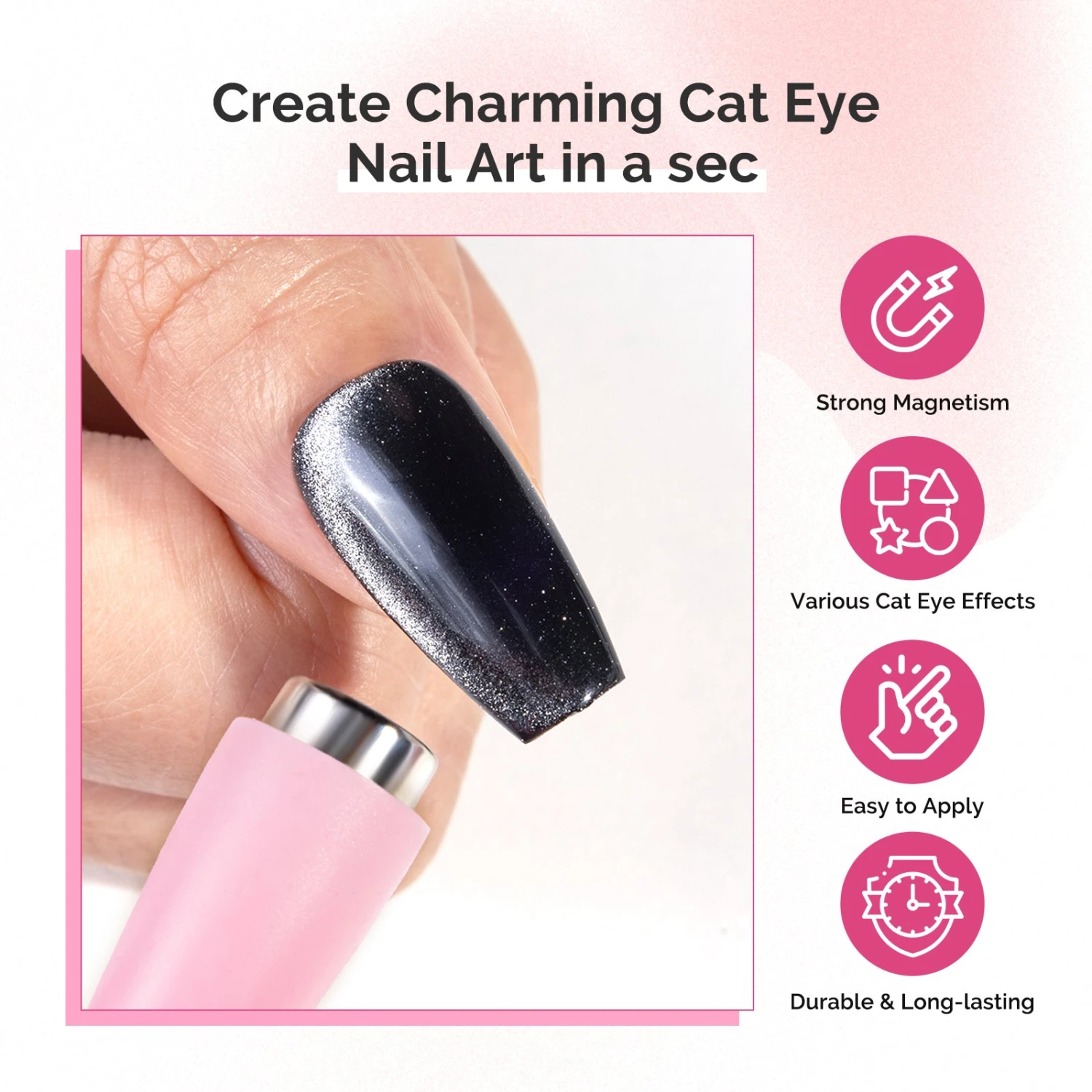 5 In 1 Multifunctional Cat Eye Gel Nail Polish Magnet - Pink 6 5 In 1 Multifunctional Cat Eye Gel Nail Polish Magnet - Pink - Image 4