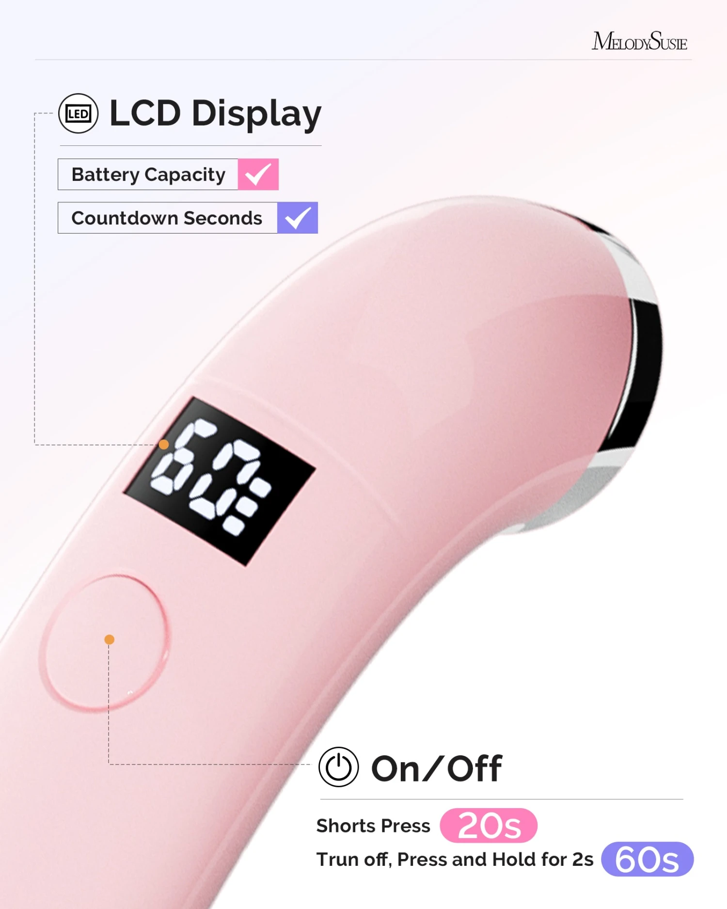 P-ART01A Rechargeable LED/UV Nail Lamp - Pink 6 P-ART01A Rechargeable LED/UV Nail Lamp - Pink - Image 4
