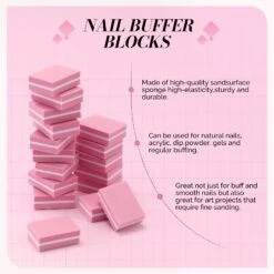 50Pcs Mini Nail Buffer Block 100/180 Grit - Pink 14 50Pcs Mini Nail Buffer Block 100/180 Grit - Pink -Melody Susie 3 e7f6625f fa05 49f7 8fcb 2dfdc0261715