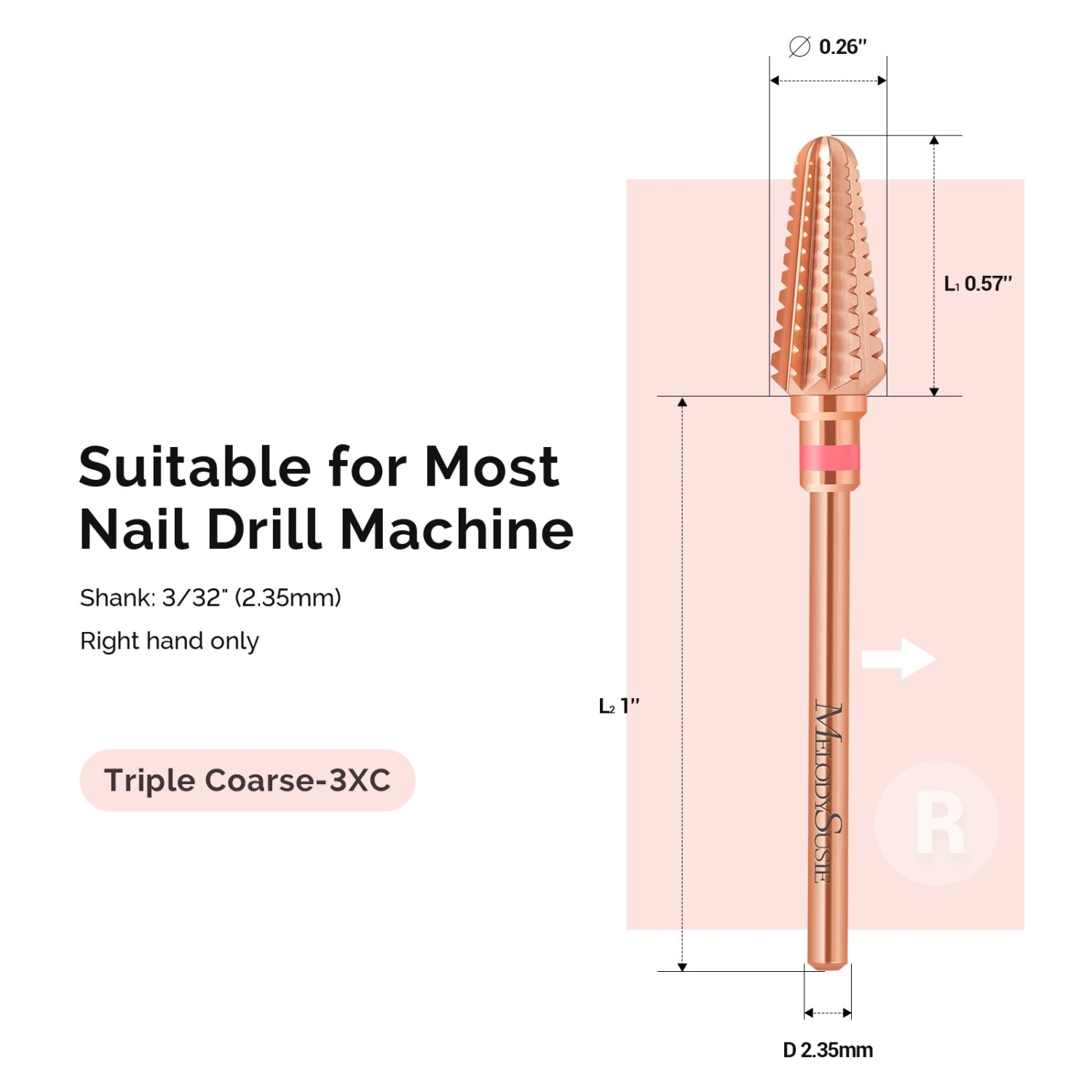 Tornado Tungsten Carbide Nail Drill Bits - Rose Gold 5 Tornado Tungsten Carbide Nail Drill Bits - Rose Gold - Image 3