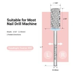 Large Barrel Tungsten Carbide Nail Drill Bit -Melody Susie 4XCoarse 4XCLargeBarrelFlatBit 03