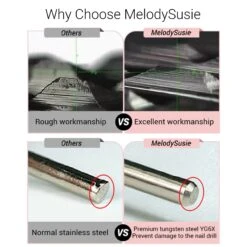 Large Barrel Tungsten Carbide Nail Drill Bit -Melody Susie 4XCoarse 4XCLargeBarrelFlatBit 06