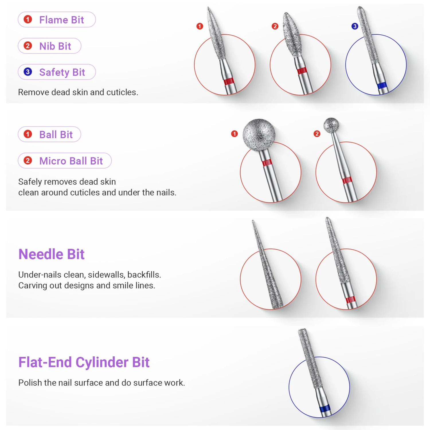 21Pcs Ceramic Diamond Carbide Nail Drill Bits Set 6 21Pcs Ceramic Diamond Carbide Nail Drill Bits Set - Image 4