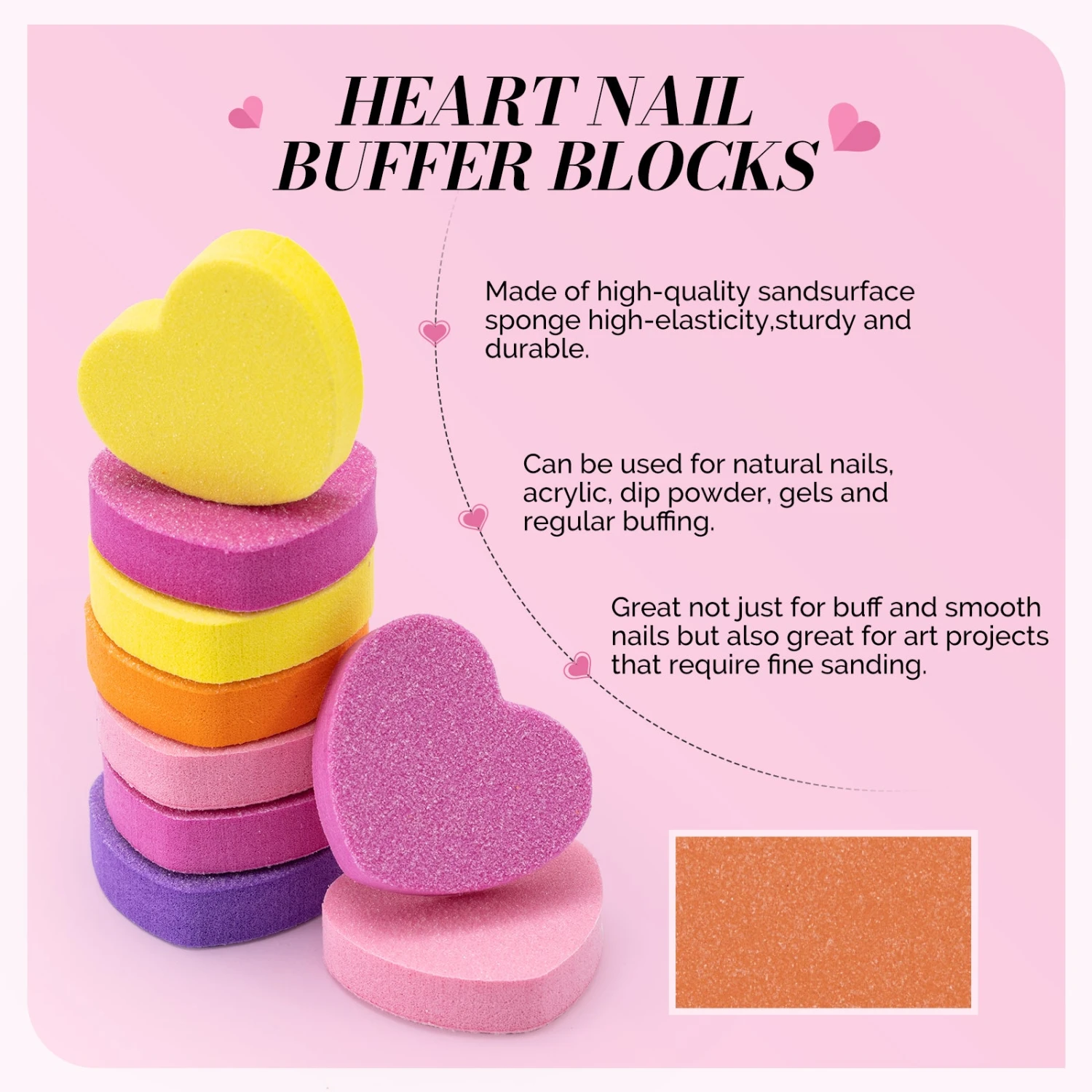 50Pcs Heart Shape Mini Nail Buffer Block 100/180 Grit 7 50Pcs Heart Shape Mini Nail Buffer Block 100/180 Grit - Image 5