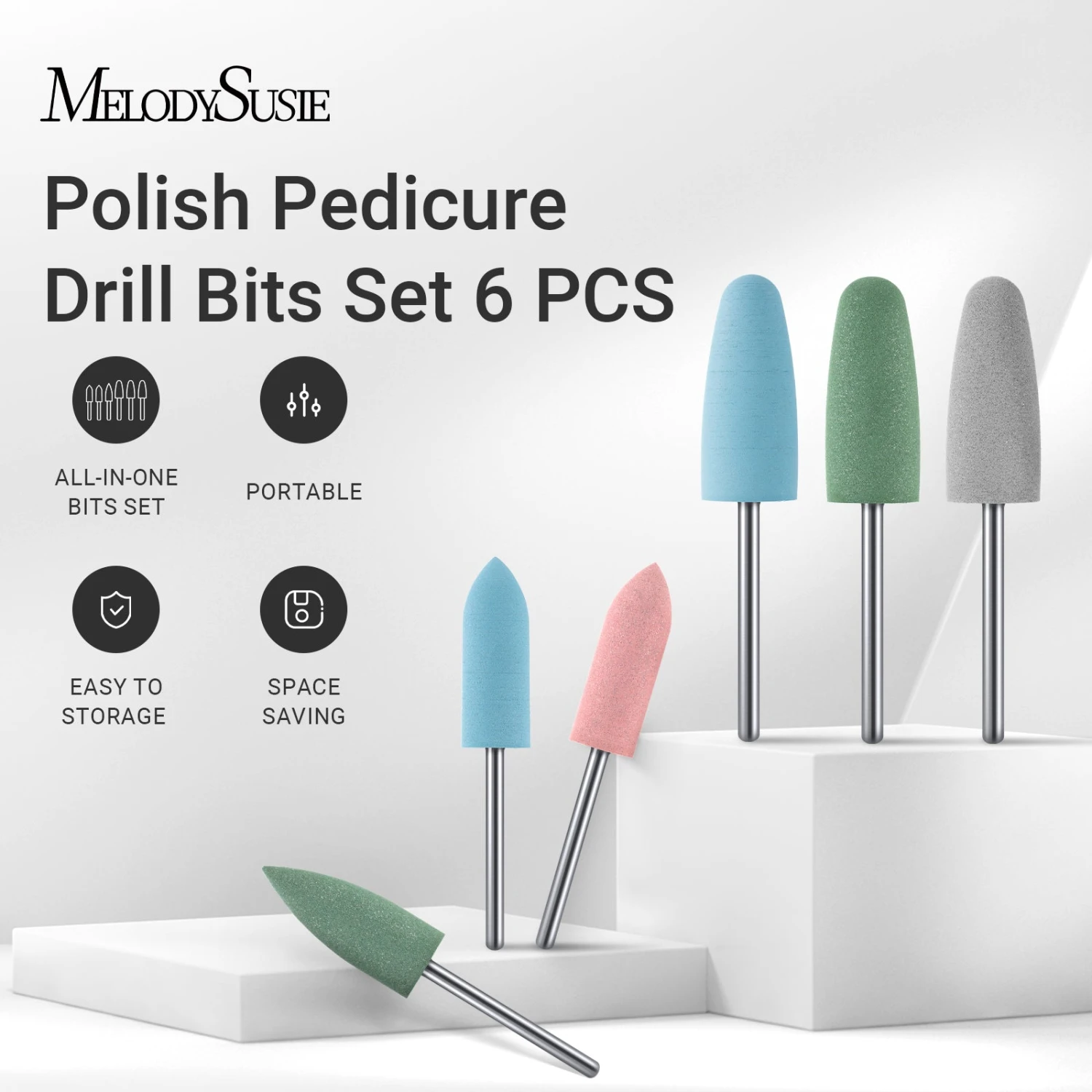 6Pcs Polish Pedicure Nail Drill Bits With 16 Holes Bits Holder Set 4 6Pcs Polish Pedicure Nail Drill Bits With 16 Holes Bits Holder Set - Image 2