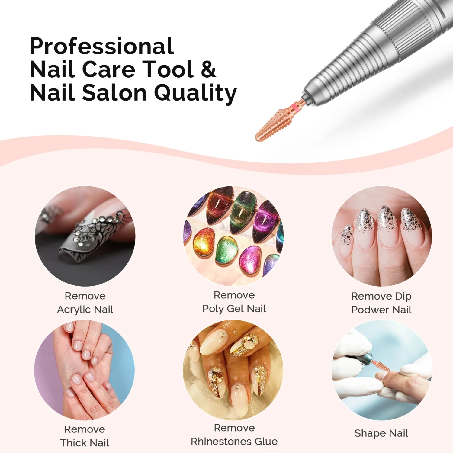 Tornado Tungsten Carbide Nail Drill Bits - Rose Gold 6 Tornado Tungsten Carbide Nail Drill Bits - Rose Gold - Image 4