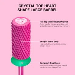 Crystal Top Pink Heart Shape Tungsten Carbide Nail Drill Bit -Melody Susie 6 76e434be 20a5 4b18 8072 c23d836940b7