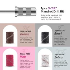 10Pcs Diamond Nail Drill Bit Set With 40Pcs Sanding Bands (#120#180#240 Grits) -Melody Susie 6 f3fad765 f959 46e2 b9a6 6026fd053f7d