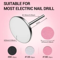 60 Pcs Replacement Sandpaper Discs With 25mm Metal Nail Drill Bit -Melody Susie 7 eccd3240 fb64 4f9a aef9 9e5300a4da48