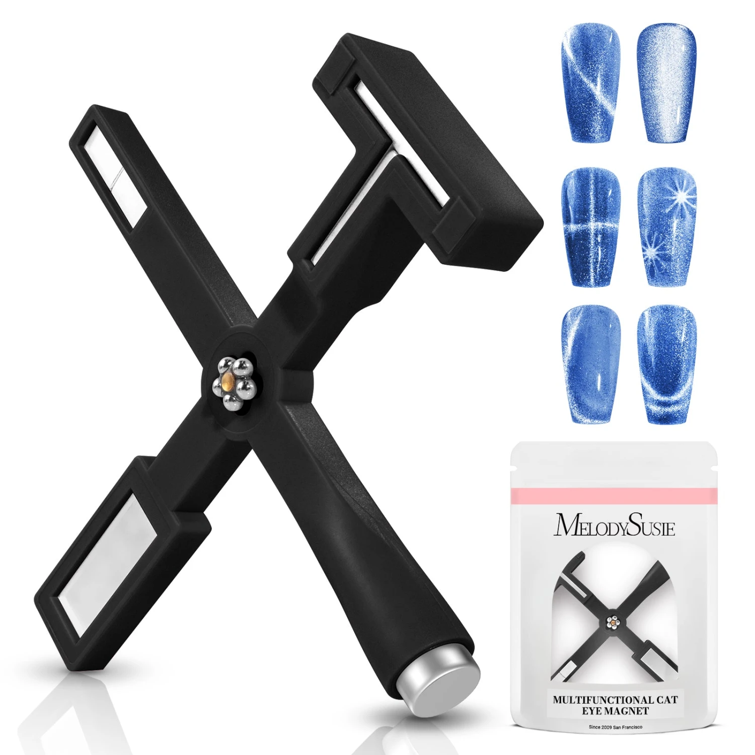 5 In 1 Multifunctional Cat Eye Gel Nail Polish Magnet - Black 2 5 In 1 Multifunctional Cat Eye Gel Nail Polish Magnet - Black