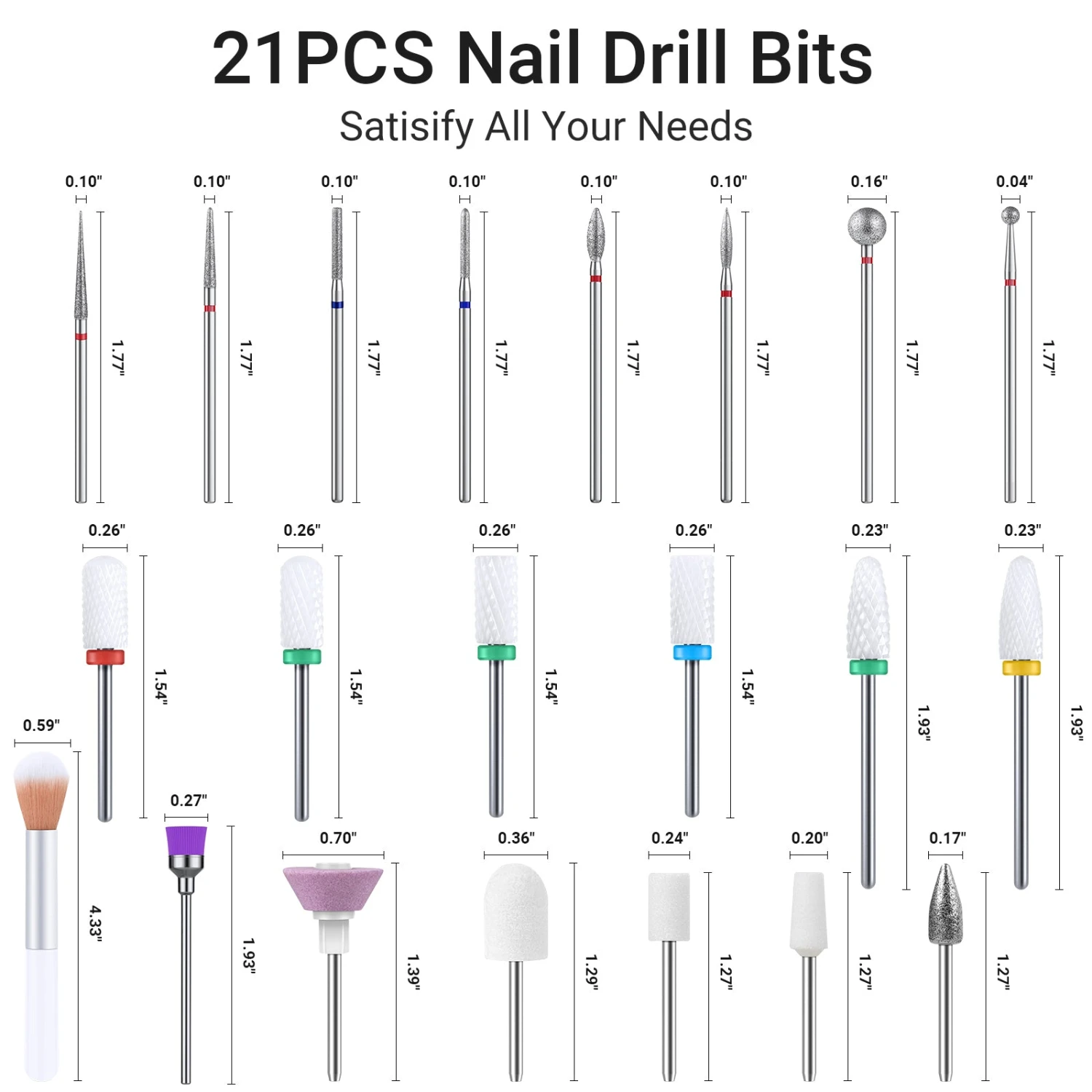 21Pcs Ceramic Diamond Carbide Nail Drill Bits Set 10 21Pcs Ceramic Diamond Carbide Nail Drill Bits Set - Image 8