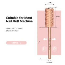 Crystal Top Large Barrel Carbide Nail Drill Bit (Rose-Gold) -Melody Susie Coarse CCrystalRoseGold 05