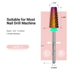 5 In 1 Cross Cut Tungsten Carbide Nail Drill Bits -Melody Susie Coarse CPurple CrossCut 06