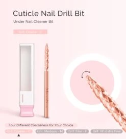 Tungsten Carbide Safety Under Nail Cleaner Nail Drill Bit Rose Gold 16 Tungsten Carbide Safety Under Nail Cleaner Nail Drill Bit Rose Gold -Melody Susie Coarse CRoseGoldUnderNailCleanerBit