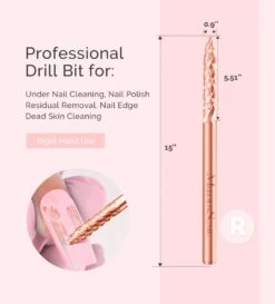 Tungsten Carbide Safety Under Nail Cleaner Nail Drill Bit Rose Gold 13 Tungsten Carbide Safety Under Nail Cleaner Nail Drill Bit Rose Gold -Melody Susie Coarse CRoseGoldUnderNailCleanerBit 2