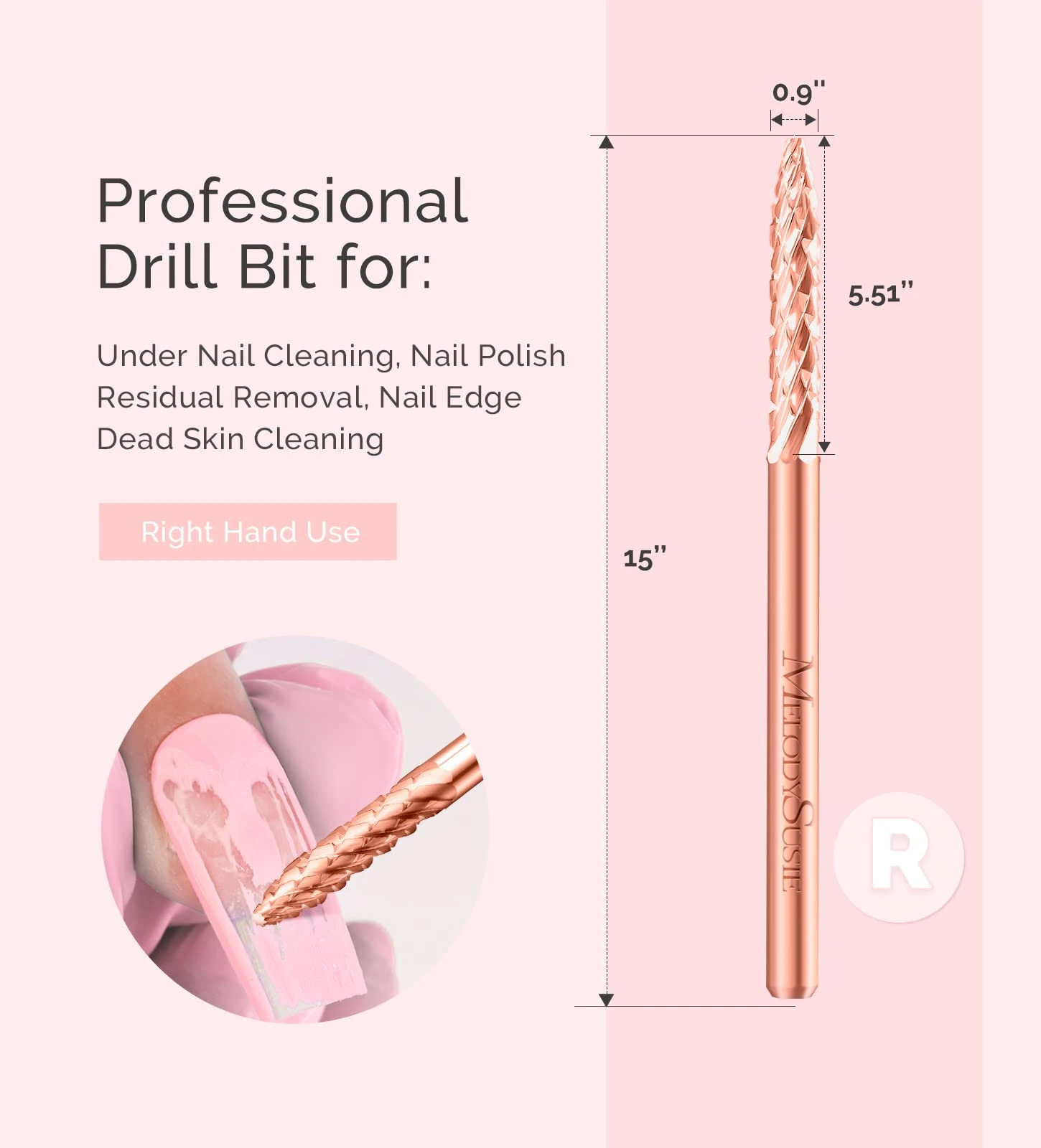 Tungsten Carbide Safety Under Nail Cleaner Nail Drill Bit Rose Gold 4 Tungsten Carbide Safety Under Nail Cleaner Nail Drill Bit Rose Gold - Image 3