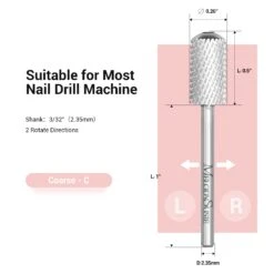 Round Top Large Barrel Carbide Nail Drill Bits-Coarse C (1 Pc) -Melody Susie Coarse CSilver 05