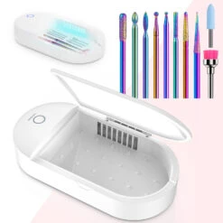 Colorful Diamond Cuticle Nail Drill Bits Set 10Pcs -Melody Susie Colorful Diamond Cuticle Nail Drill Bits Set 10Pcs Sanitizer Box 01