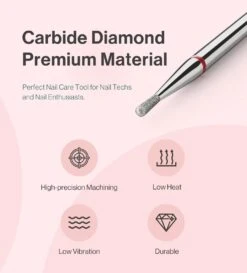 Pear Shape Carbide Diamond Under Nail Cleaner Nail Drill Bit 22 Pear Shape Carbide Diamond Under Nail Cleaner Nail Drill Bit -Melody Susie Fine F1.2mmPearCuticleBit 04