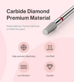 3mm Short Tapered Barrel Carbide Diamond Under Nail Cleaner Nail Drill Bit -Melody Susie Fine F3mmShortTaperedBarrelCuticleBi 7