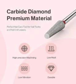 4mm Long Tapered Barrel Carbide Diamond Under Nail Cleaner Nail Drill Bit -Melody Susie Fine F4mmLongTaperedBarrelCuticleBit 5