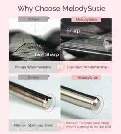 Tungsten Carbide Cuticle Cleaner Nail Drill Bit -Melody Susie Medium MCuticleBit 06