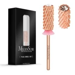 Crystal Top Large Barrel Carbide Nail Drill Bit (Rose-Gold) -Melody Susie SKU 03 TripleCoarse 3XCCrystalRoseGold