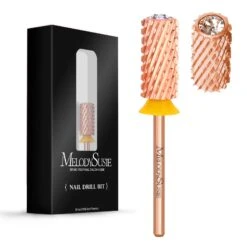 Crystal Top Large Barrel Carbide Nail Drill Bit (Rose-Gold) -Melody Susie SKU 09 DoubleCoarse 2XCCrystalRoseGold