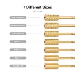 Crystal Top Red Heart Shape Large Barrel Carbide Nail Drill Bit (Gold) -Melody Susie TripleCoarse 3XCCrystalRedHeartGold 03