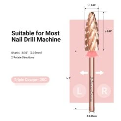 Long Flame Tungsten Carbide Nail Drill Bits -Melody Susie TripleCoarse 3XCLongFlameBit 05
