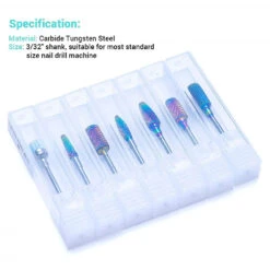 Colorful Tungsten Carbide Nail Drill Bits Set (7pcs) -Melody Susie Tungsten Carbide Bit Set 7Pcs 7