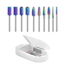 New Colorful Tungsten Carbide Nail Drill Bits Set (10pcs) -Melody Susie zhutu Sanitizer Box New Coloful Tungsten Carbide Bits Set